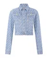 Rabanne Monogram-pattern Cotton Denim Jacket In Blue