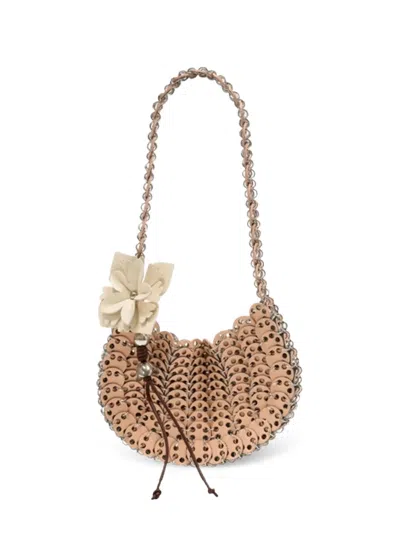 Rabanne Moon Flip Flower-embellished Shoulder Bag In Neutral