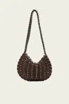 Rabanne Moon Leather Bag In Dark Brown