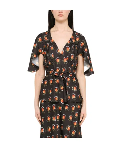 RABANNE MOTIF-PRINT V-NECK TOP