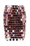 Rabanne High-waisted Sequin Mini Length Skirt In Pinkmultico