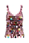 Rabanne The Iconic Sparkle Discs Tops In Pinkmultico