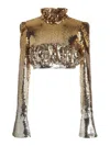Rabanne Lvr Exclusive Sequined Jersey Crop Top In Multicolor