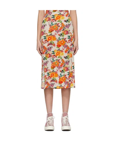 Rabanne Multicolored Pattern Printed Skirt In Nude