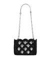Rabanne Raffia Woven Crochet Shoulder Bag Disc In Black