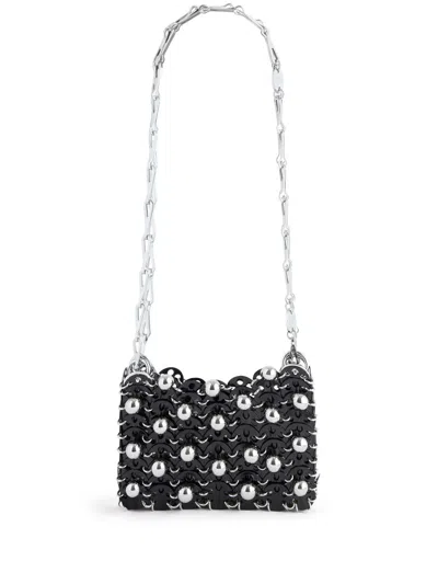 Rabanne Nano 1969 Beaded Shoulder Bag In Black