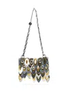 Rabanne Nano Sparkle Leaves Shoulder Bag In Gray