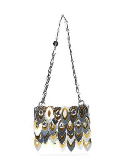 Rabanne Nano Sparkle Leaves Shoulder Bag In Grey