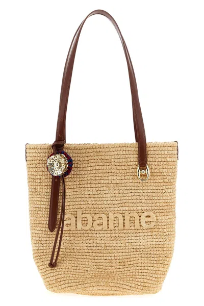 Rabanne 'natural Raffia Tote Bag' Shopping Bag In Sand