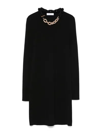 Rabanne Neck Dress With Chain In Black