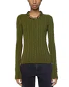 Rabanne Textured Knit Sweater With Braided Detail In Green