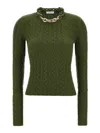 Rabanne Khaki Sweater With  'xl Link' Chain Applied In Green