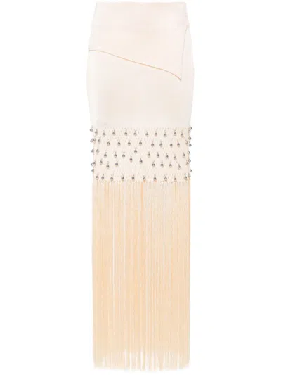 Rabanne Fringed Maxi Skirt In Neutrals