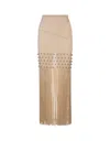 Rabanne Nude Long Skirt With Fringes And Pearls