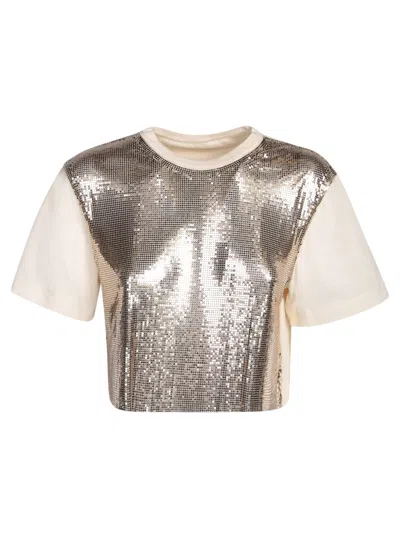 RABANNE NUDE TOP IN SHINY MIX-MESH