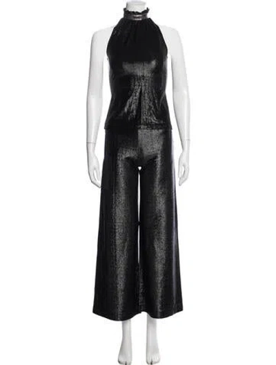 Pre-owned Rabanne Nylon Glitter Accents Pant Set In Black