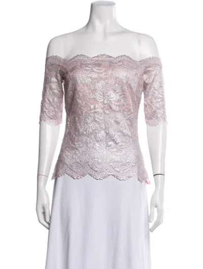 Pre-owned Rabanne Nylon Lace Pattern Top In Metallic/pink