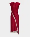 Rabanne O-ring Wrap Fringed Midi Dress In Burgundy