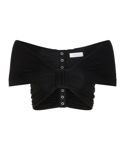Rabanne Off-shoulder Draped Top In Black