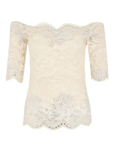 Rabanne Off-shoulder Embellished-detail Top In White
