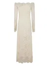 Rabanne Womens Off-the-shoulder Long-sleeve Lace Maxi Dress Ivory In White