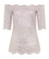 Rabanne Off-the-shoulder Lace Top With Floral Patterns In White