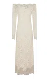 Rabanne Off-the-shoulder Lace Maxi Dress In Ivory