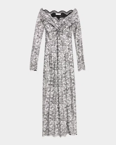 RABANNE OFF-THE-SHOULDER LACE MIDI DRESS