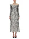 Rabanne Long Lace Dress In Gray