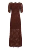 Rabanne Off-the-shoulder Maxi Dress In Burgundy