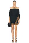 Rabanne Off-the-shoulder Embroidered Mini Dress In Black