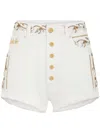 RABANNE OFF WHITE EMBROIDERED DENIM MINISHORTS