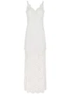 Rabanne Ivory White Long Dress With Lace-effect In Off White