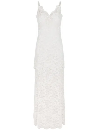 RABANNE OFF WHITE LACE MAXI DRESS