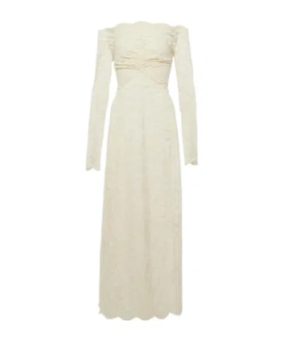 Rabanne Off-shoulder Lace Maxi Dress In Neutral