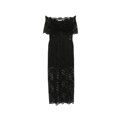 Rabanne Off-the-shoulder Lace Maxi Dress In Black