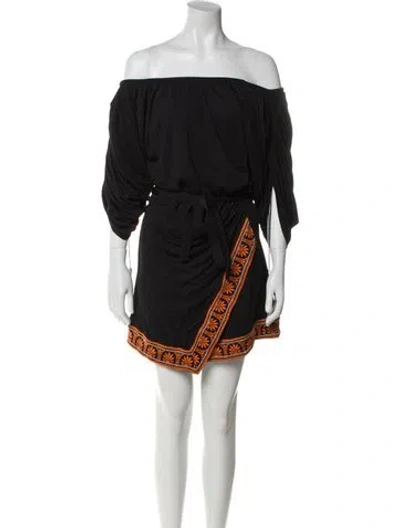 Pre-owned Rabanne Off-the-shoulder Mini Dress In Black