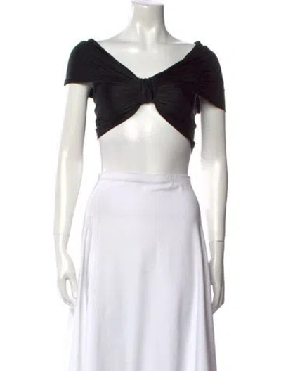 Pre-owned Rabanne Off-the-shoulder Short Sleeve Crop Top W/ Tags In Black