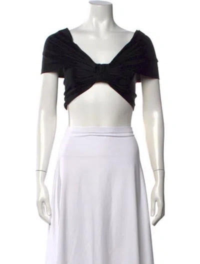 Pre-owned Rabanne Off-the-shoulder Short Sleeve Crop Top W/ Tags In Black