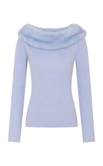 Rabanne Off-the-shoulder Wool-cashmere Sweater In Blue