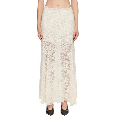 Rabanne Off-white Flared Lace Maxi Skirt In P105 Ivory