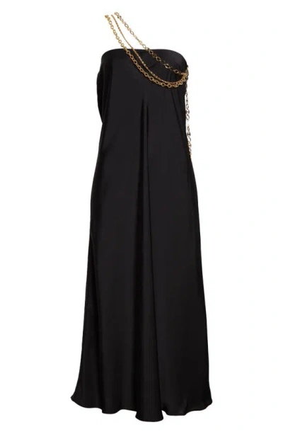 Rabanne One-shoulder Chain Strap Dress In Black