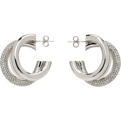 Rabanne Open Hoop Earrings In M064 Silver / Crysta
