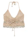 Rabanne Openwork Knit Top In Neutral