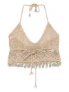 Rabanne Openwork Knit Top In Neutral