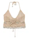 Rabanne Openwork Knit Top In Neutral