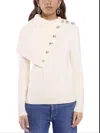 Rabanne Oversize Collar With Buttons Turtleneck In Off White In White