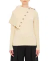 Rabanne Oversize Collar With Buttons Turtleneck In Off White In Bianco