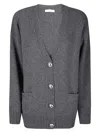 Rabanne Oversized Cardigan With Deep V-neck And Metallic Accents In Gray