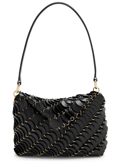 Rabanne Paco Disc Leather Shoulder Bag In Black